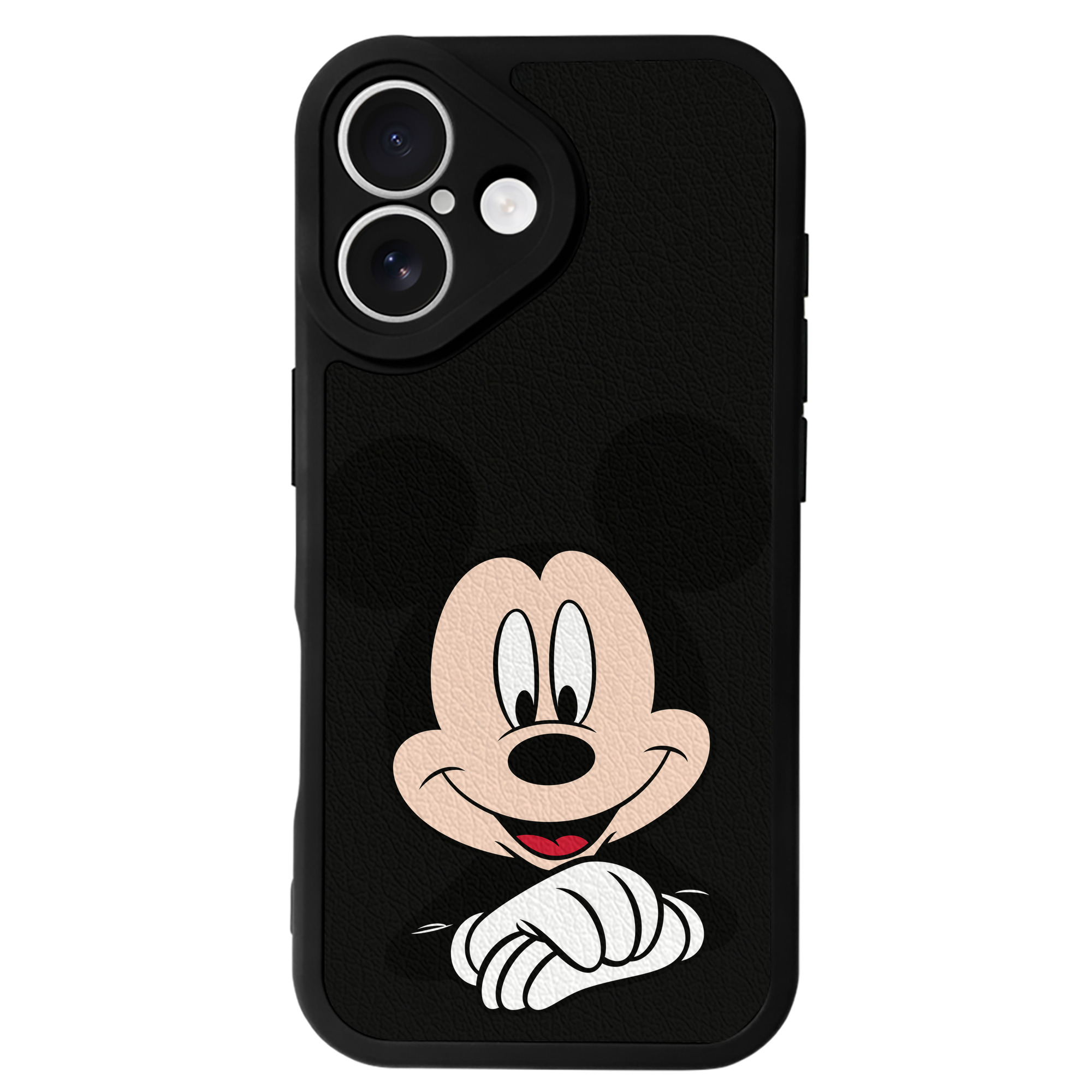 （画像用） ミッキーマウス Mickey Mouse 【iPhone 16シリーズ対応】シリコンスマホケース（レザー調） 材質：シリコン